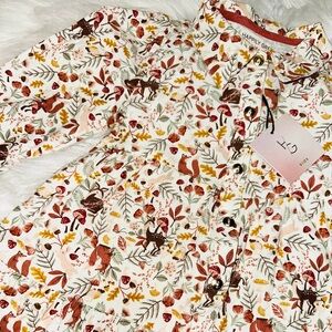 NEW Happily Grey Floral Long Sleeve Corduroy Velvet Dress